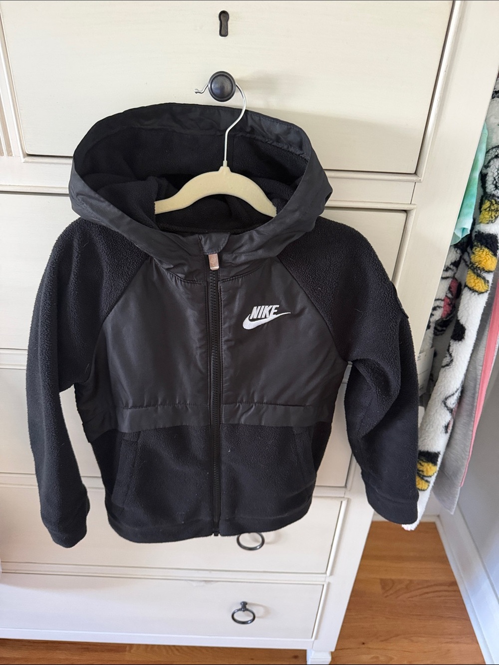 Nike Kids Black Hooded Puffer-Fleece Jacket